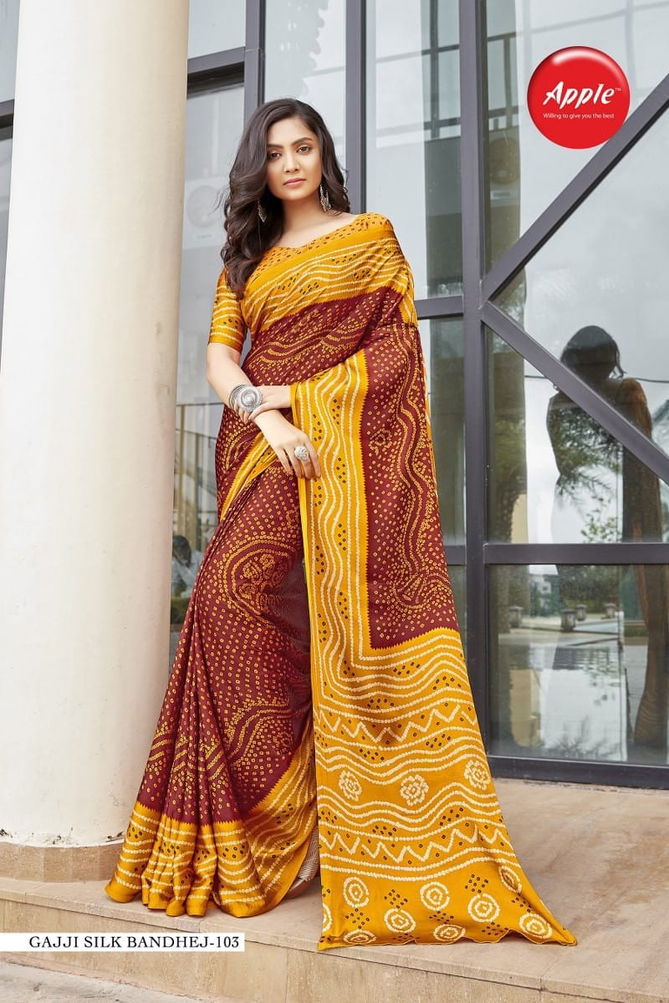 Gajji Silk Bandhej By Apple Bandhani Printed Sarees Wholesale Shop In Surat